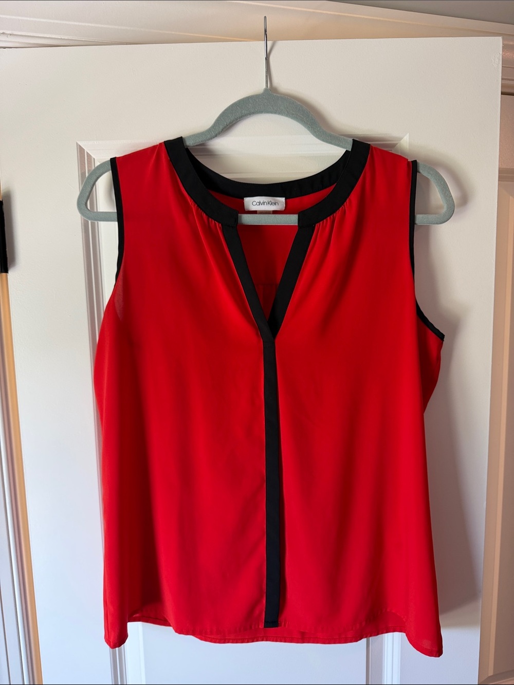 Calvin Klein Red and Black Sleeveless V-Neck Camisole